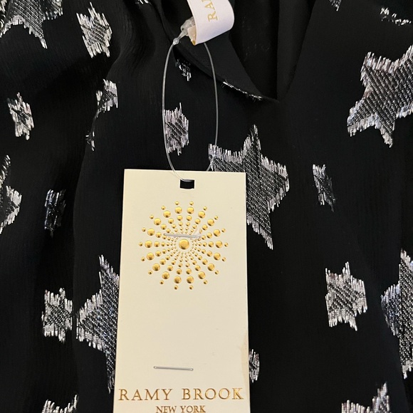 Ramy Brook Stassy Silk Blend Silver Star Print Blouse - Picture 10 of 16